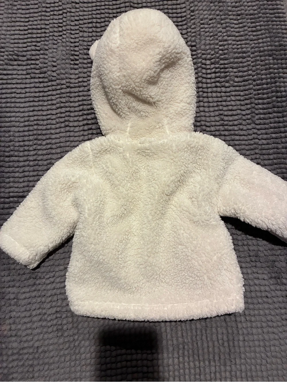Eddie Bauer Fuzzy Full Zip Hooded Jacket Cream Size 3-6 Months Sherpa Fleece
